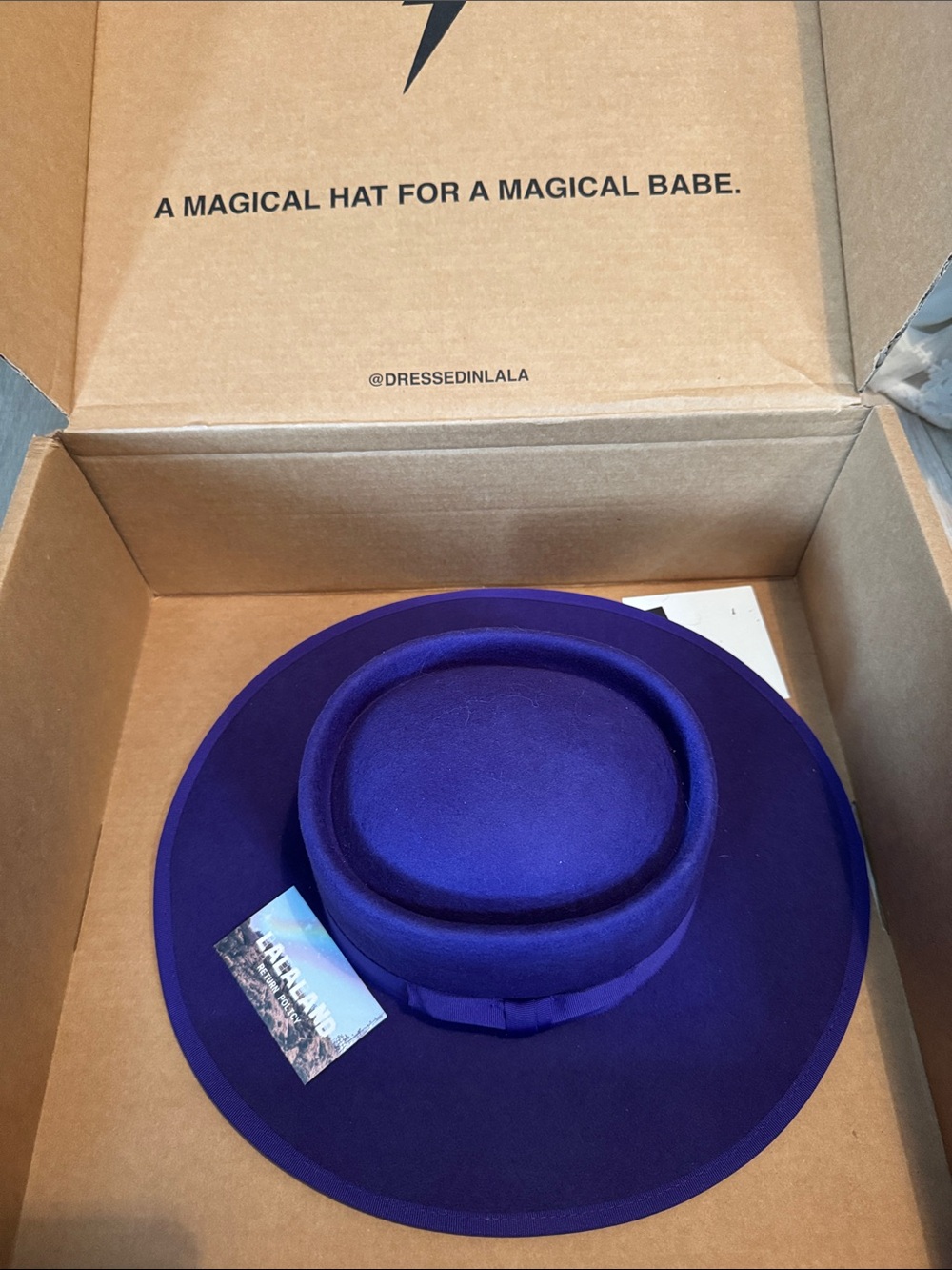 Dressed in LALA Royal Purple Wide-Brim Wool Felt Hat